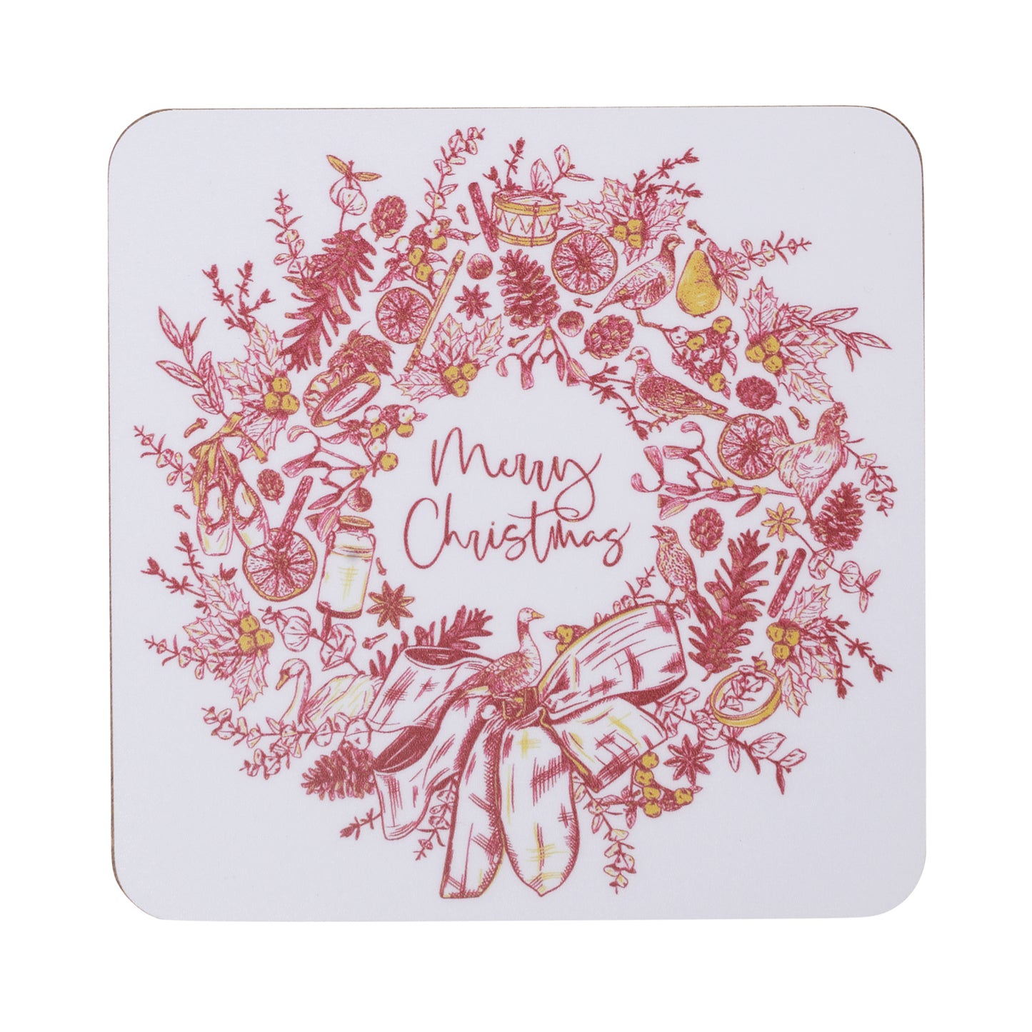 Christmas Wreath Set of 4 Coasters