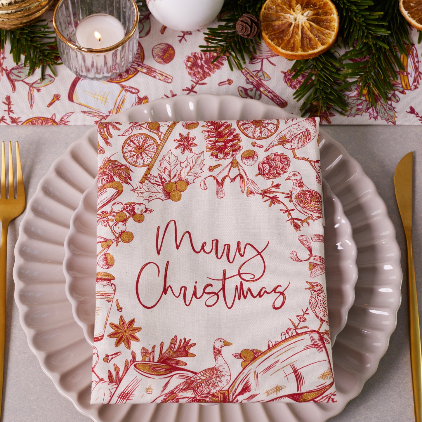 Christmas Wreath Set of 4 Napkins