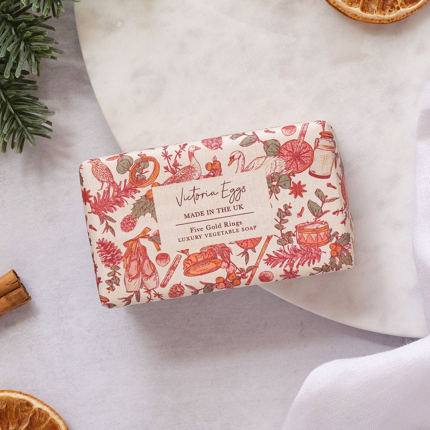 Five Gold Rings Luxury Christmas Soap - Cinnamon & Orange
