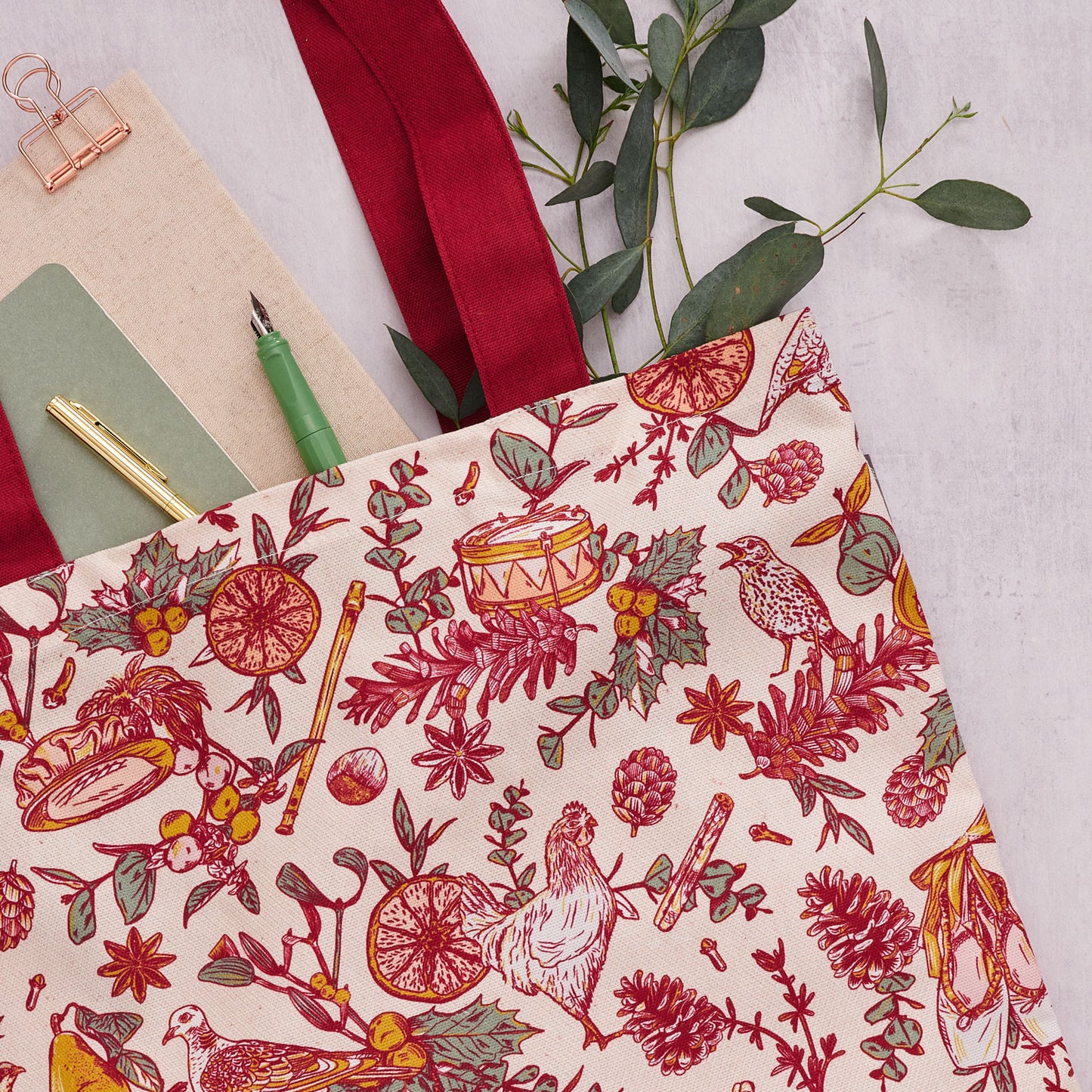 Twelve Days of Christmas Canvas Bag