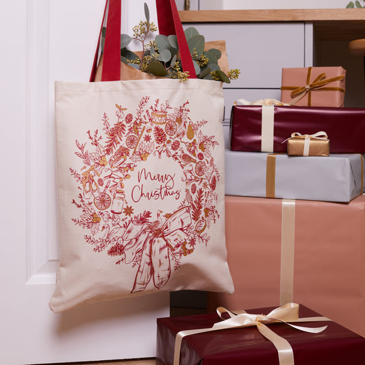 Christmas Wreath Canvas Bag