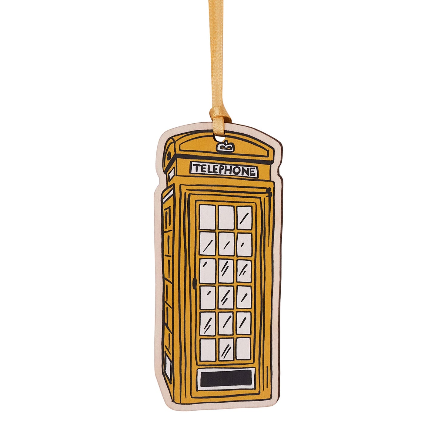 Gold Telephone Box Wooden Decoration