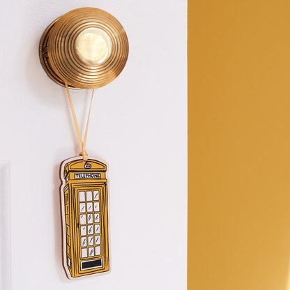 Gold Telephone Box Wooden Decoration