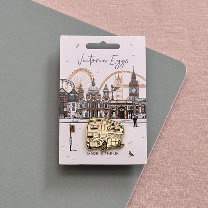 Gold London Bus Pin Badge