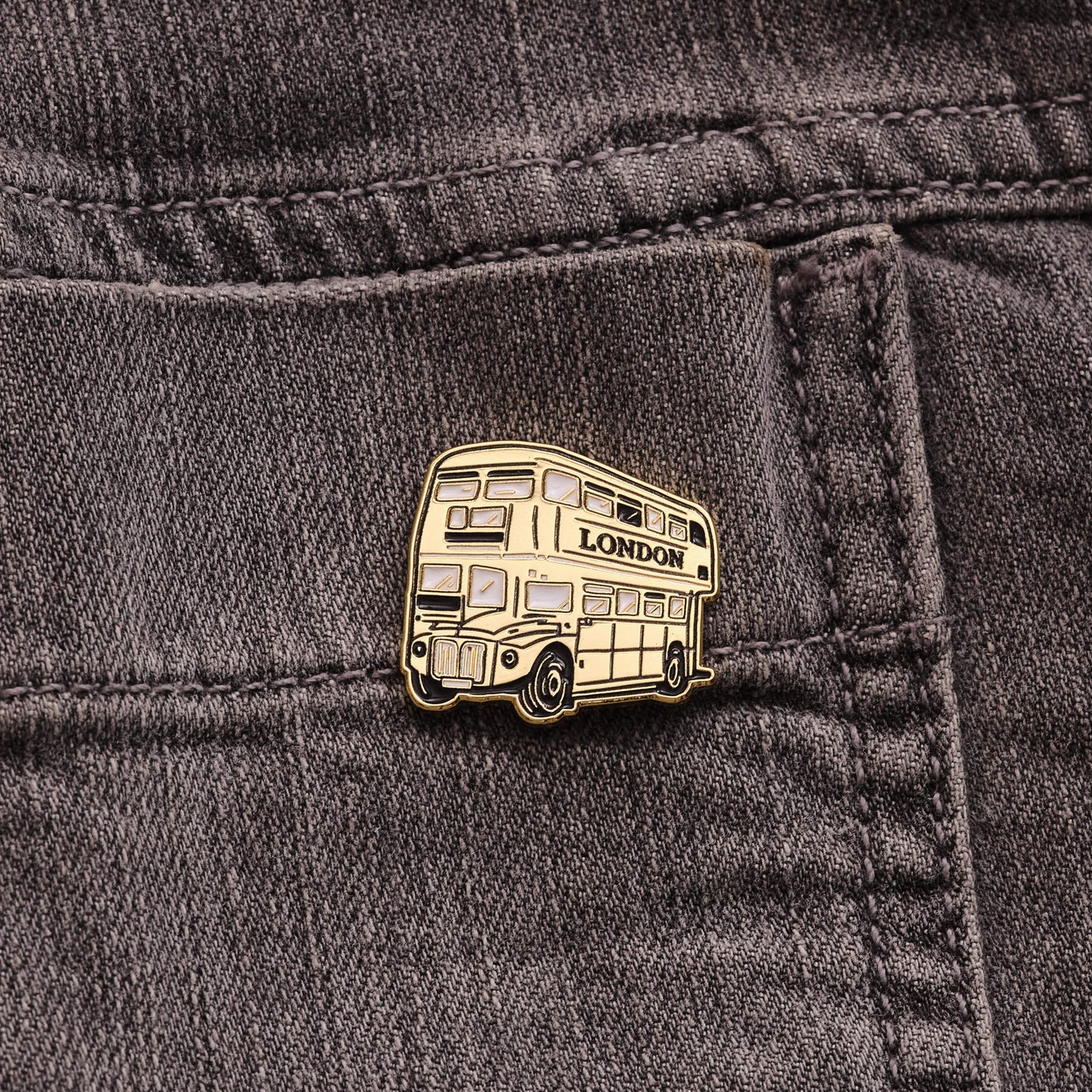 Gold London Bus Pin Badge
