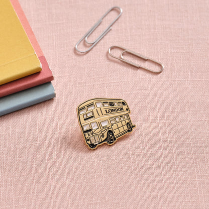 Gold London Bus Pin Badge