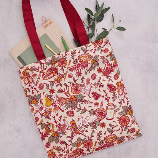 Twelve Days of Christmas Canvas Bag