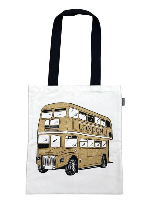Gold London Bus Canvas Bag