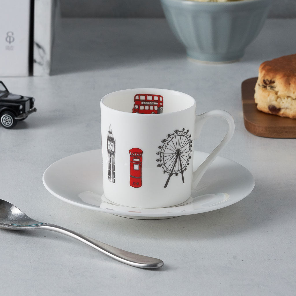 London Skyline - Boxed Set of 2 Espresso Cups and Saucers