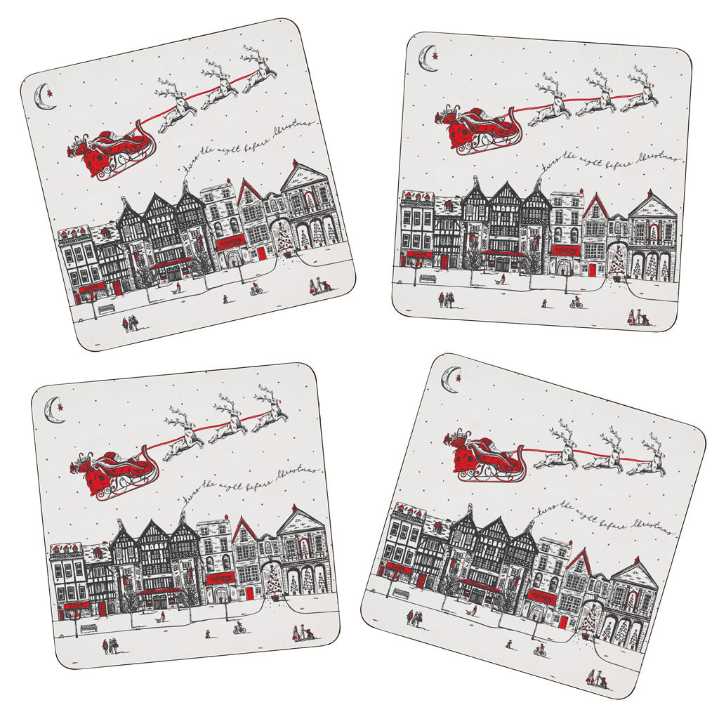 Santa's Sleigh Coaster - Set of 4