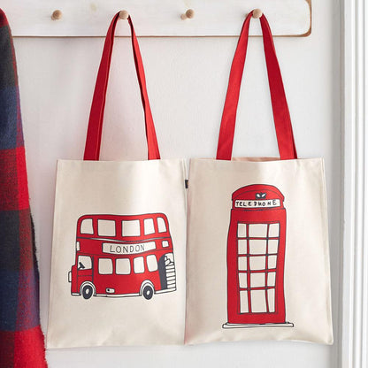 Telephone Box and London Bus Canvas Bag