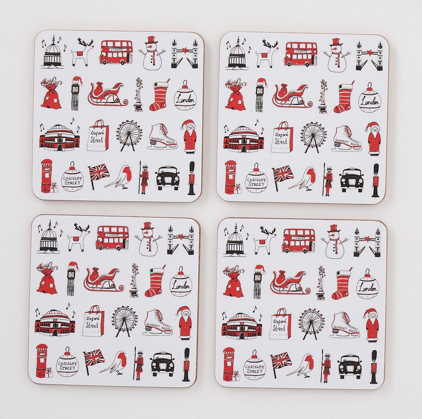 London Christmas Coasters - Set of 4